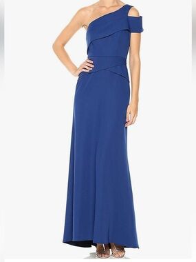 BCBGMAXAZRIA "Annely" one-shoulder dress in royal blue-size 8